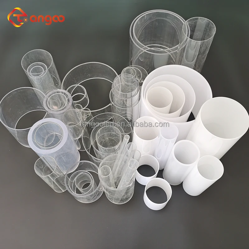Polycarbonate Led Light Diffusing Tubes Milky White Color or Transparent Plastic Round Diffuser UV Resistant Anti-yellowing