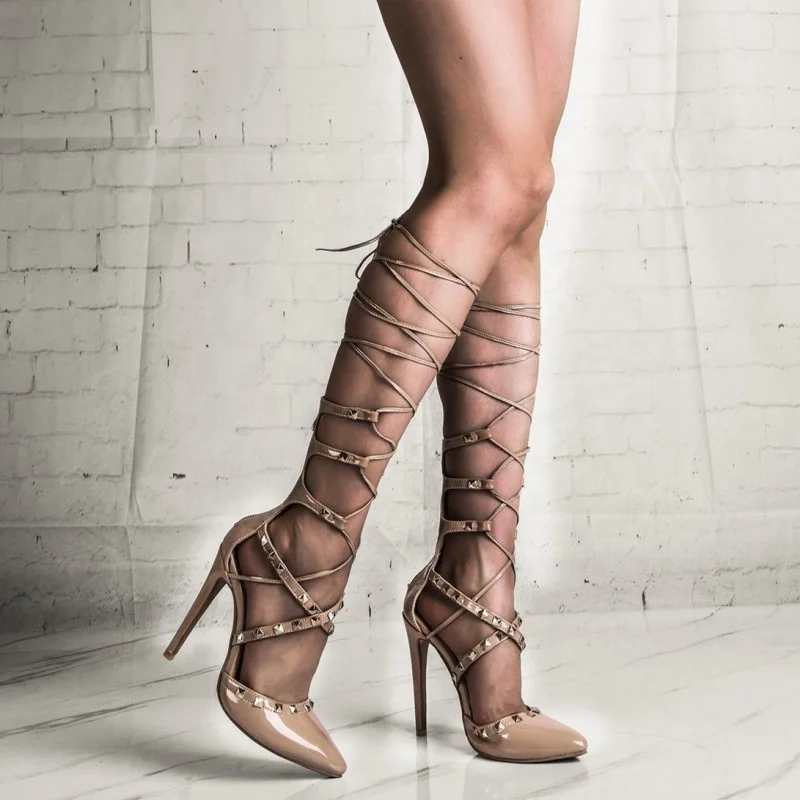 Wholesale Wholesale Dress Shoes Sexy Lace-Up Crossover Straps Thigh Boots Pointed Toe Fashionable Gladiator Sandals From m.alibaba.com