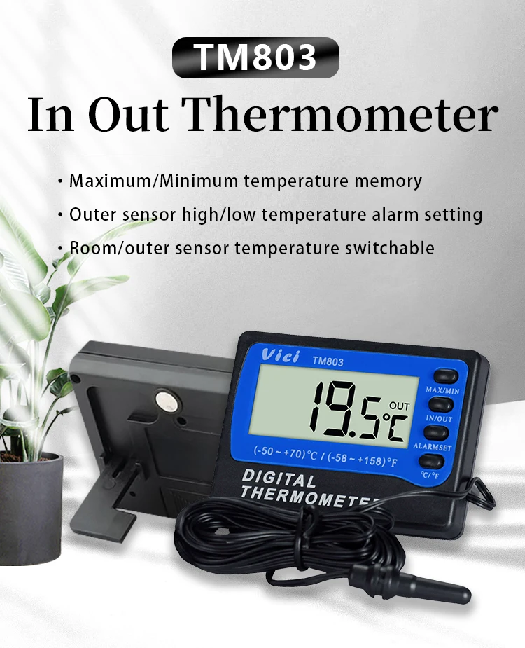 Ldt-17 High Low Temperature Alarm Digital in out Fridge Freezer Refrigerator  Thermometer with Magnet - China Wire: 3m, Temperature Range:  -50-70c/58-158f