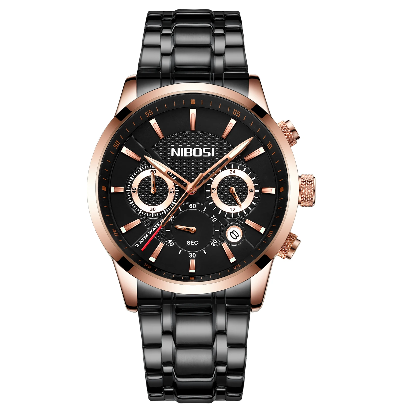 NIBOSI 2313 Ornate Classic Durable Fancy Design Factory Price Chronograph Low Price Men Quartz Watch with Stainless Steel Band