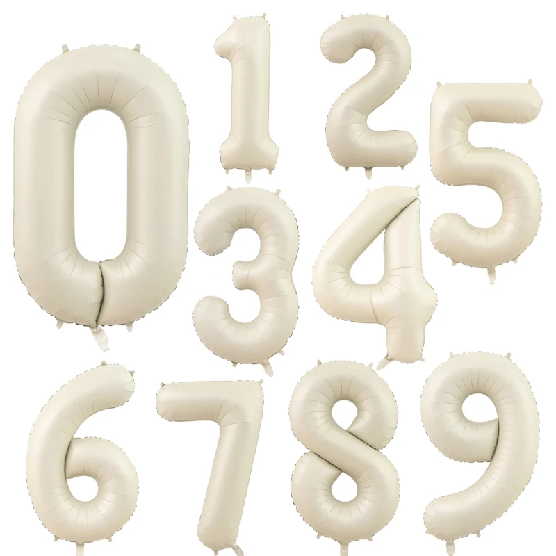 1 шт. 40 дюймов гигантский Матовый кремовый белый фольгированный шар 0 2 3 4 5 6 7 8 9 большие фигурки