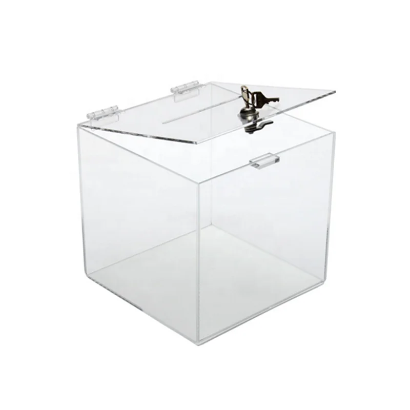 High Quality Clear Acrylic Cube Money Box for Bigger Contributions