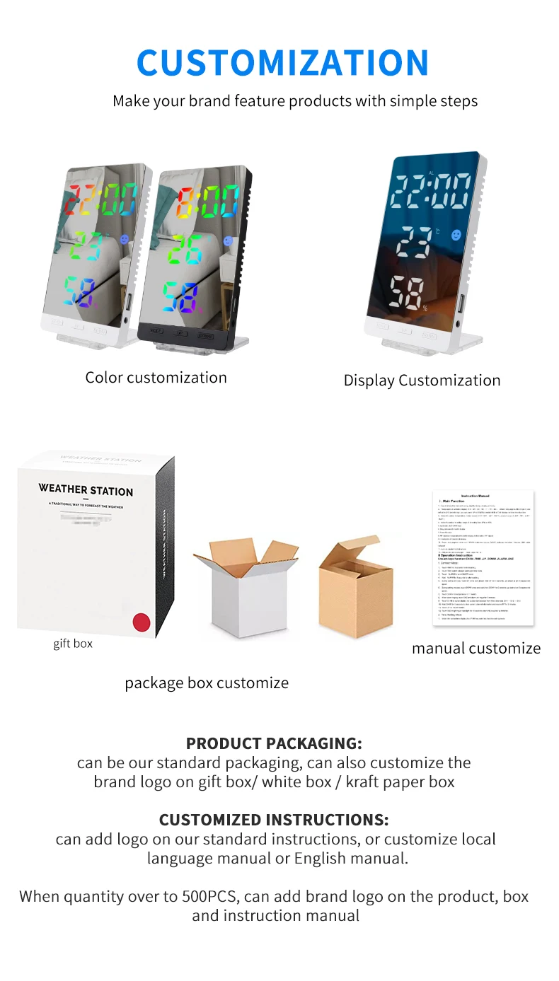 Digital Wall Hygrometer & With Hygrometer,Modern Indoor Lcd Alarm Clock