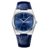 2 Cinturino in pelle blu argento