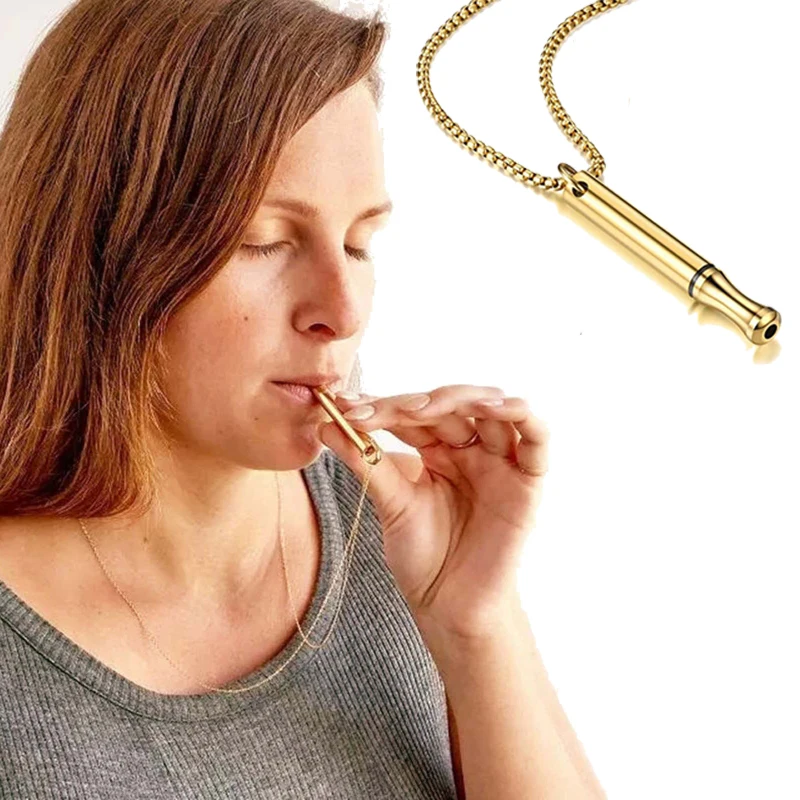 Stainless Steel Anxiety Necklace For Women Men Stress Relief Mindful Breathing Necklace