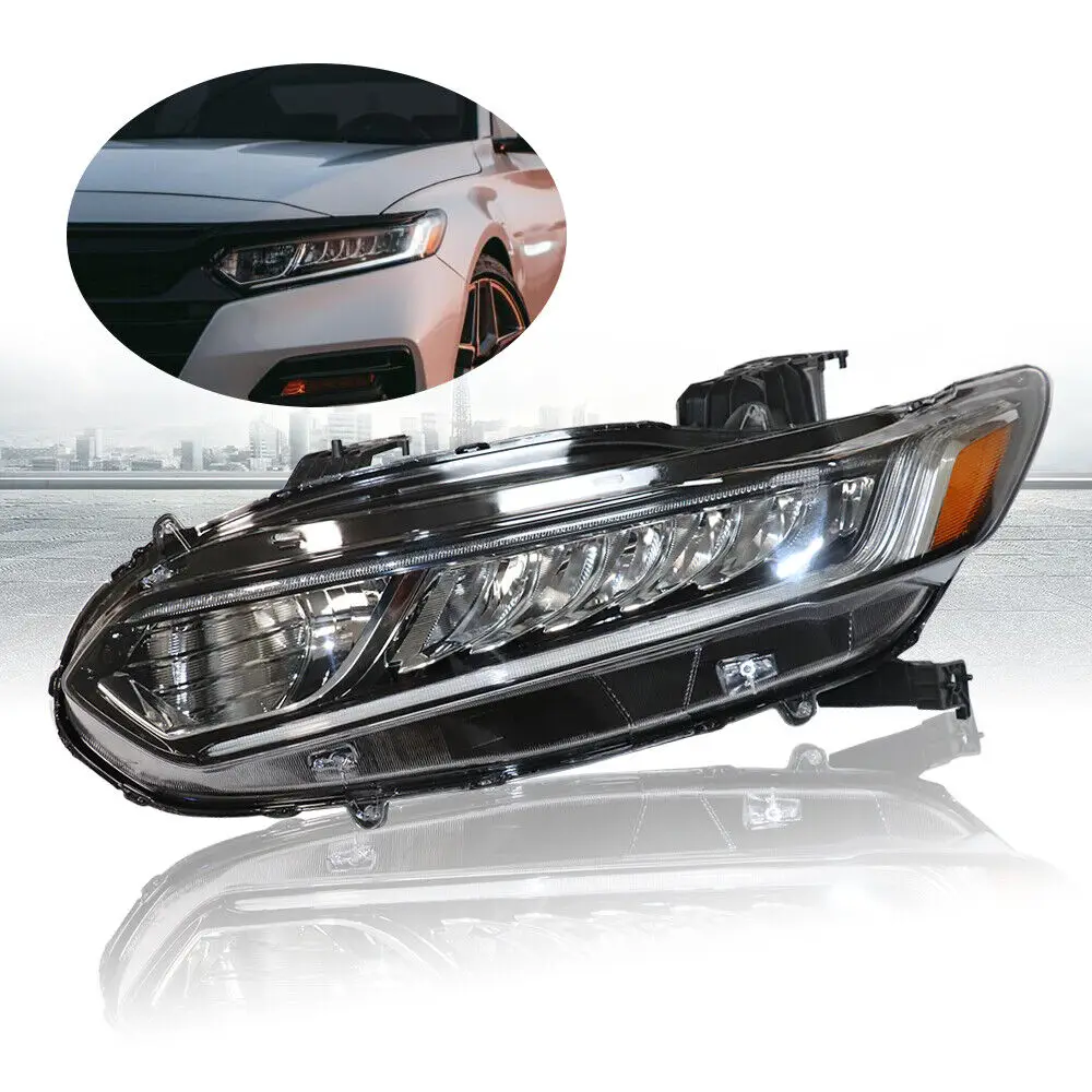 2018-2020 Honda Accord Sedan 2019 Factory LED Halogen Headlights Headlamps Assembly Black Chrome
