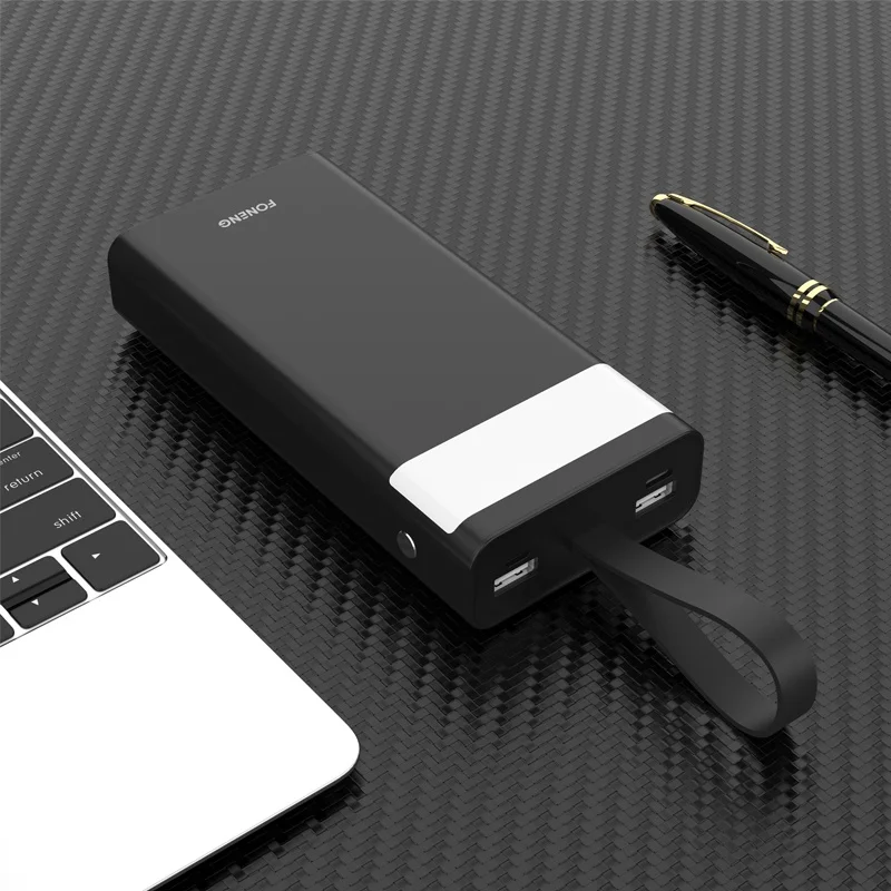 FONENG High Quality Dual Output 20000mAh Polymer Battery Portable Outdoor Power Bank with LED Light 20000mAh Power Bank
