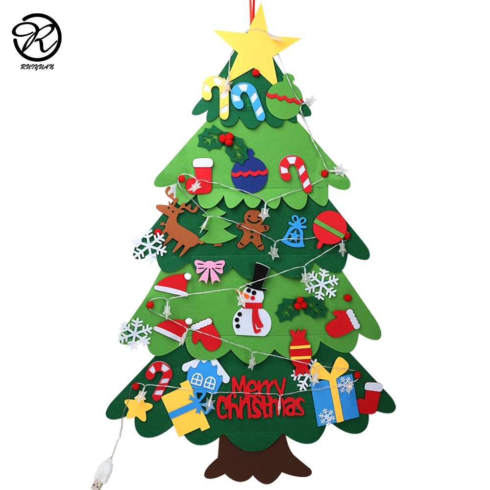 Educational Diy Felt Christmas Tree Set Kids Wall Hanging Felt Tree