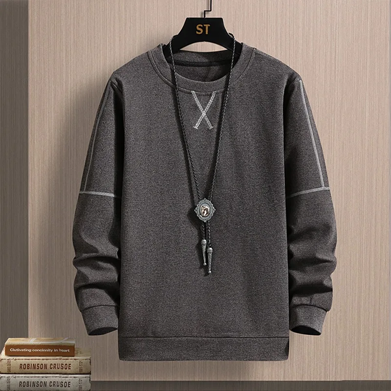 Autumn and Winter Double-sided German Velvet Long Sleeved T-shirt Men's Korean Fashion Plush Sweater Casual Top Men's Clothing