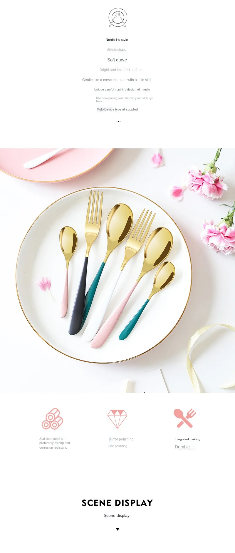 White Metal Matte Hotel Gold Cutleries Dining Set Stainless Steel Black Cutlery