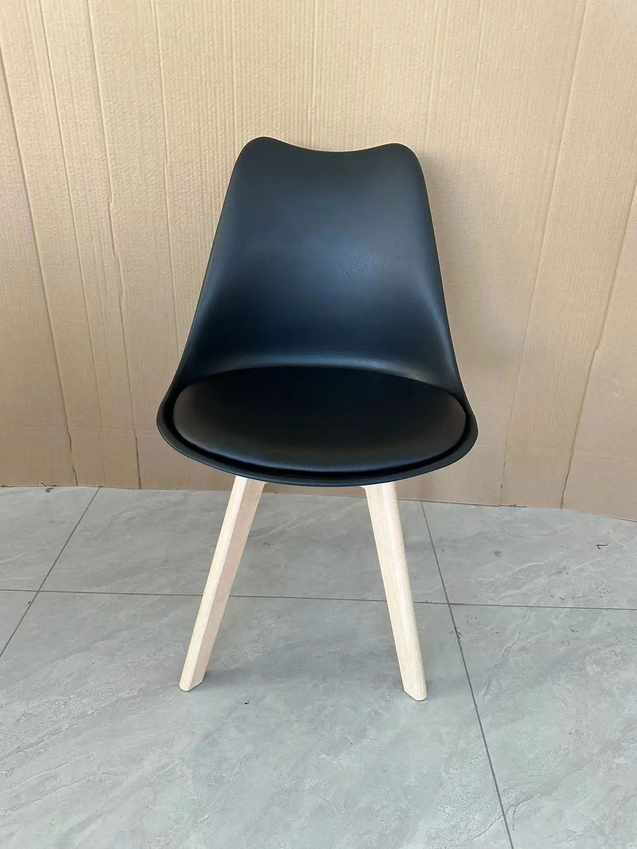 SILLAS ESTILO NORDICO NORDIC STYLE Grey Scandinavian Plastic Eco Leather Dining Office Kitchen Chair