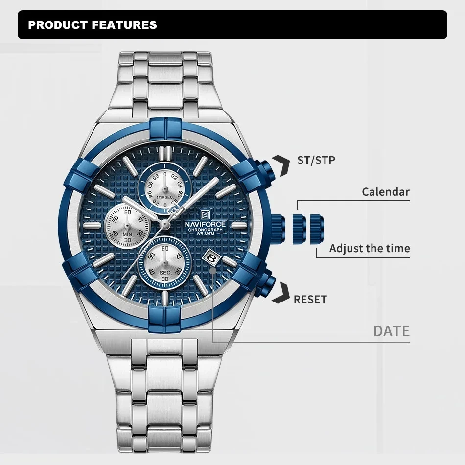 8042 Naviforce Men's Quartz Watch - Multi-Function Chronograph