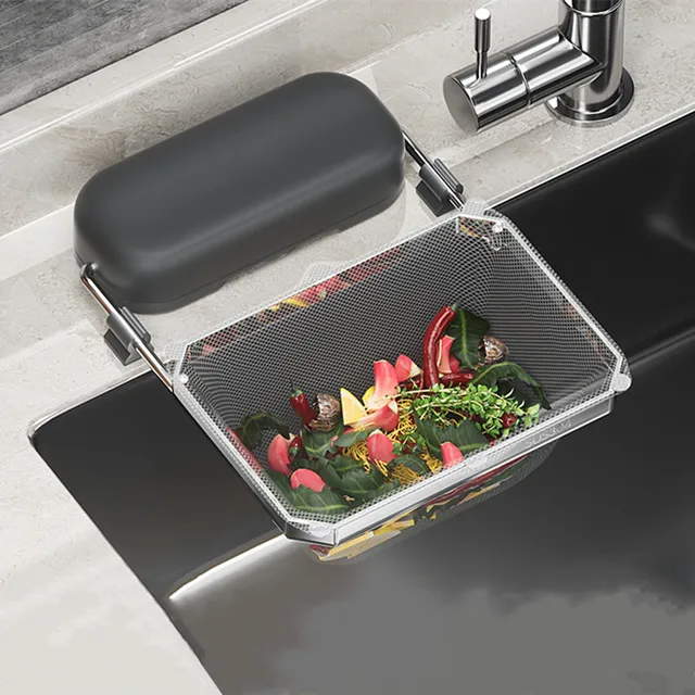 Use for the Kitchen Sink Metal Sink Filter Rack Convenient Suction Cup Design to Filter Leftover