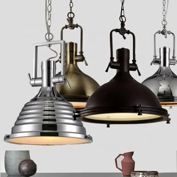 High Quality American Farmhouse Chandelier Metal Industrial Retro Pendant Lamp Black Copper Chrome Hanging Lights for Home Villa