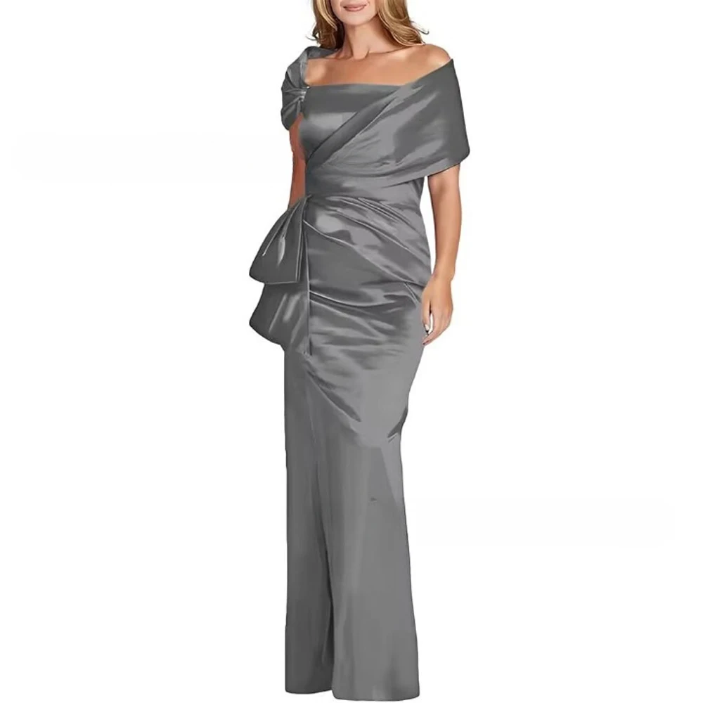 Sophisticated Modern Flowy Lace Fashion Gown Floor Length Wedding Guest Reception Luxury Wear Mother Bride Dress