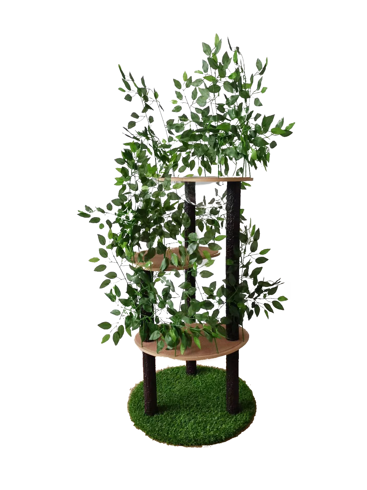High Quality Large Cat Jumping Platform Cat Tree With Artificial Leaves Transparent Hemispheric Bowl