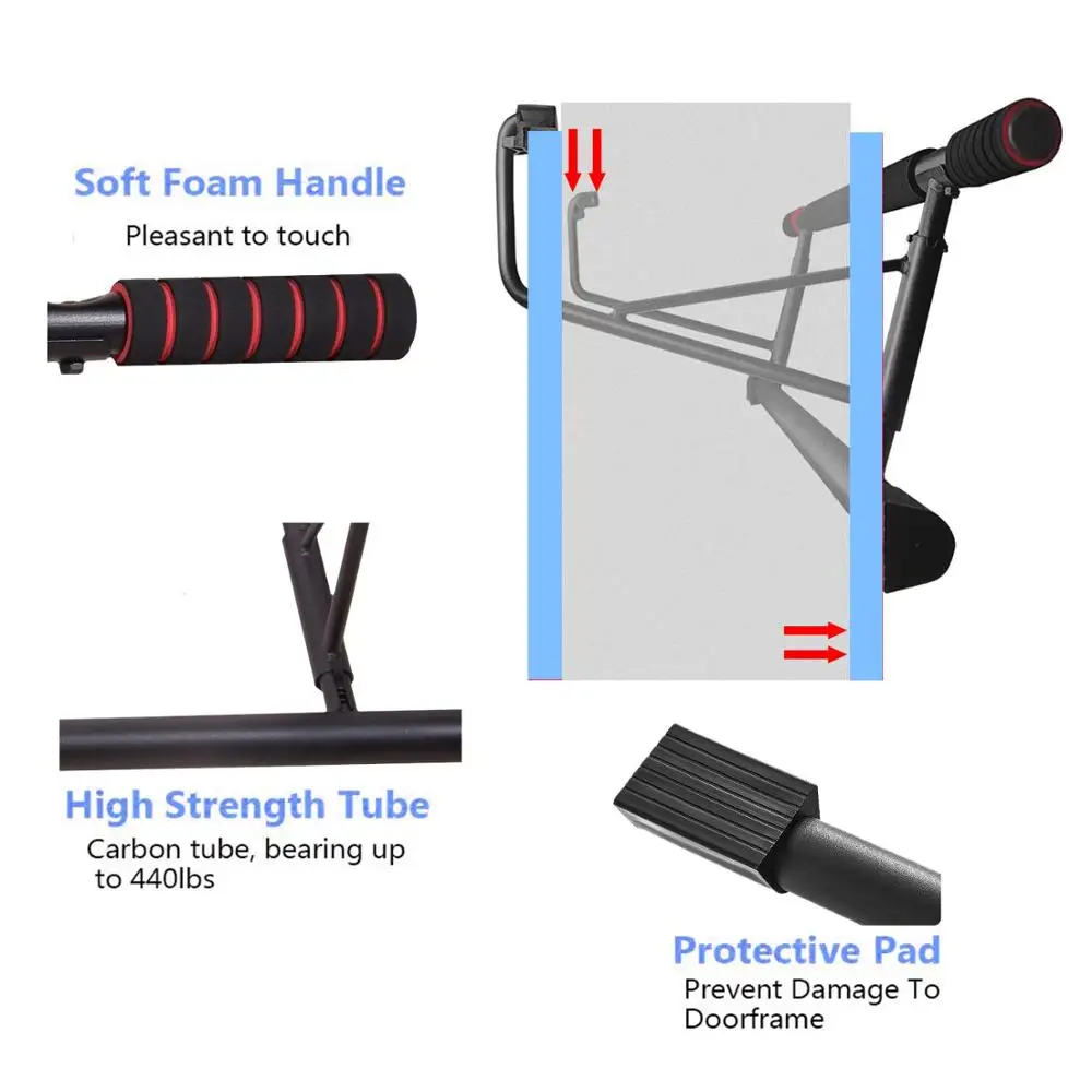 Вытягивающая штанга для дверного прохода-ручка для домашнего тренажерного зала-штанга с укороченной штангой