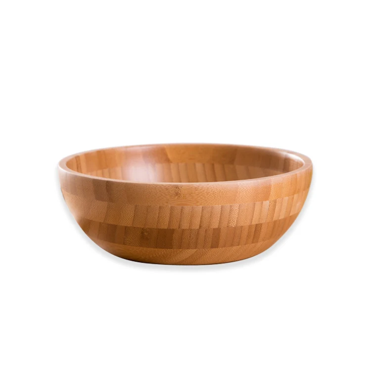 Wholesale Factory Eco Friendly Large Capacity Customized Logo Kitchenware Handmade Serving Bamboo Fruit Salad Bowl