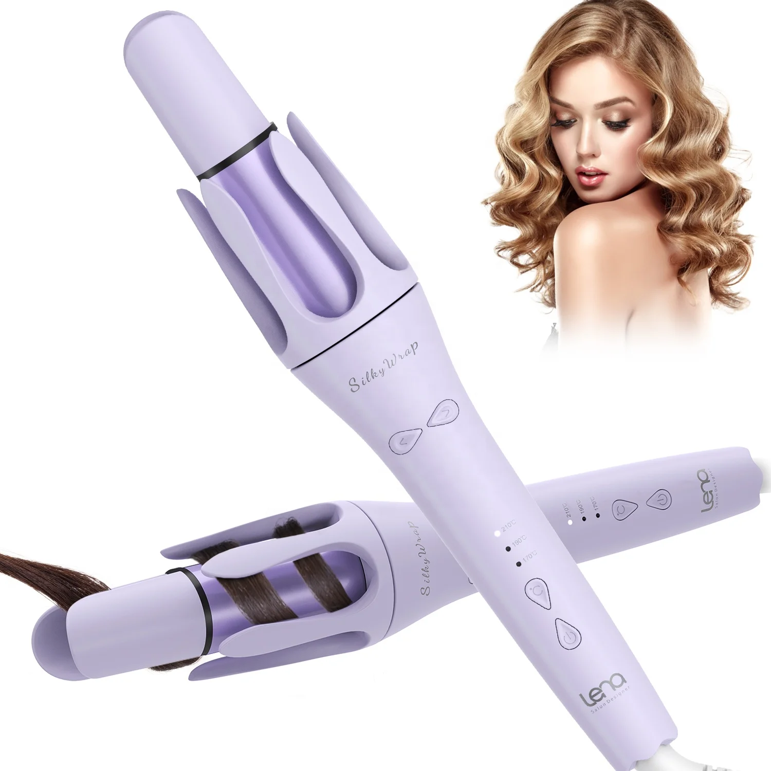 Lena Patented Design Ionic Rotating Curling Wand Electric Ceramic Curl Iron Automatic Hair Curler Waver