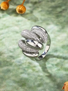 Engagement and Wedding Occasion Ring, Sparkling Zircon Gemstone in Brass