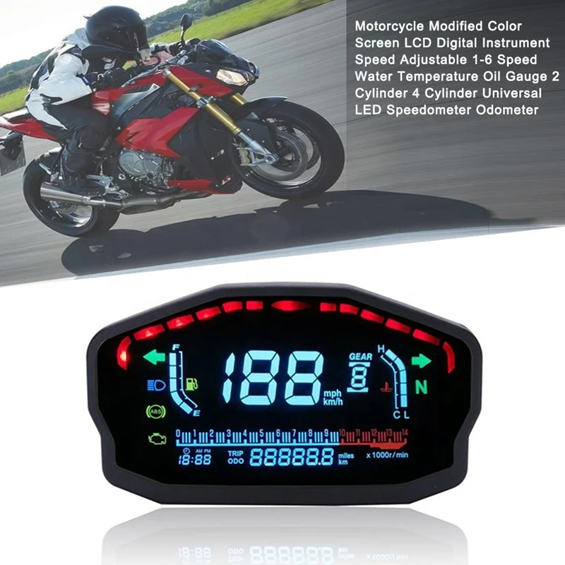 Motorcycle Universal LED LCD Speedometer Digital Backlight Odometer For BMW Honda Ducati Kawasaki Yamaha