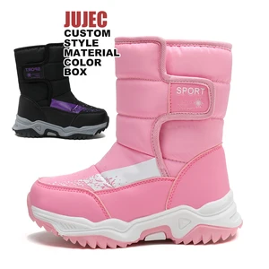 OEM Customizable Pink Winter Kids Boots for Girls Slip-On Warm Plush Platform Cotton Shoes Anke Outdoor Snow Boots for Children