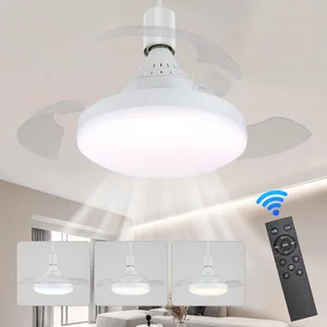 Ceiling Fans with Remote Control and Light LED Lamp Fan E27 Converter Base Smart Silent Ceiling Fans for Bedroom Living Room