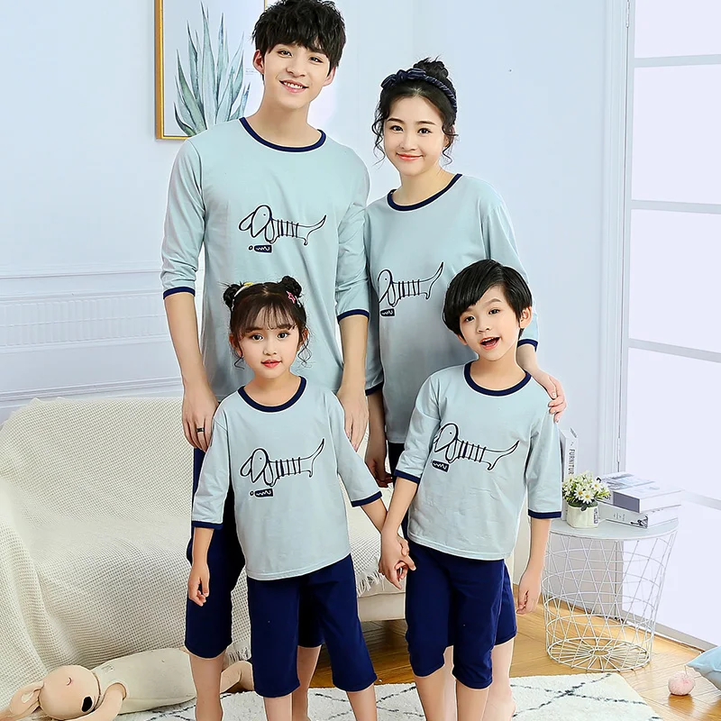 
Китайская фабрика, милое семейное платье из 100% хлопка с рукавами средней длины для родителей и детей 