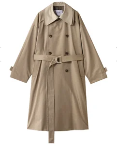 Women's Light Luxury Acetate Windbreaker Spring New Minimalist British Style Long Coat Lapel Collar Plain Dyed Trench Outerwear