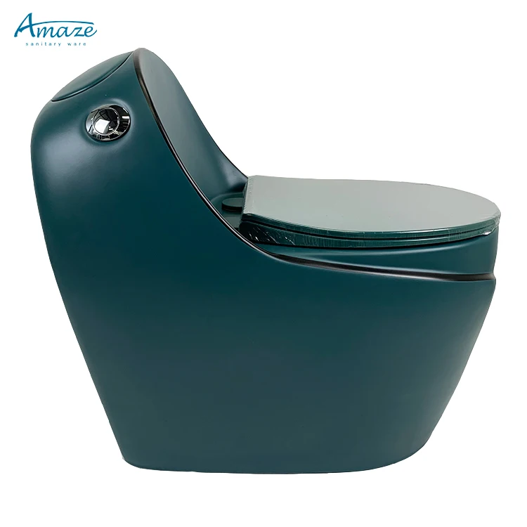 Egg shape ceramic sanitary ware luxury bathroom wc color black line one piece toilet bowl water closet supplier