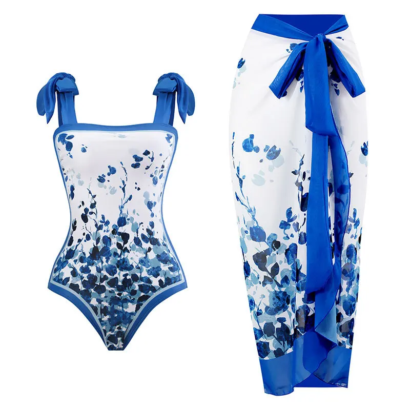 Custom LOGO Print Designer 2 Piece Set Sexy Women Swimsuit Cover up Skirt String Bikini Beachwear Fitness Swimwear