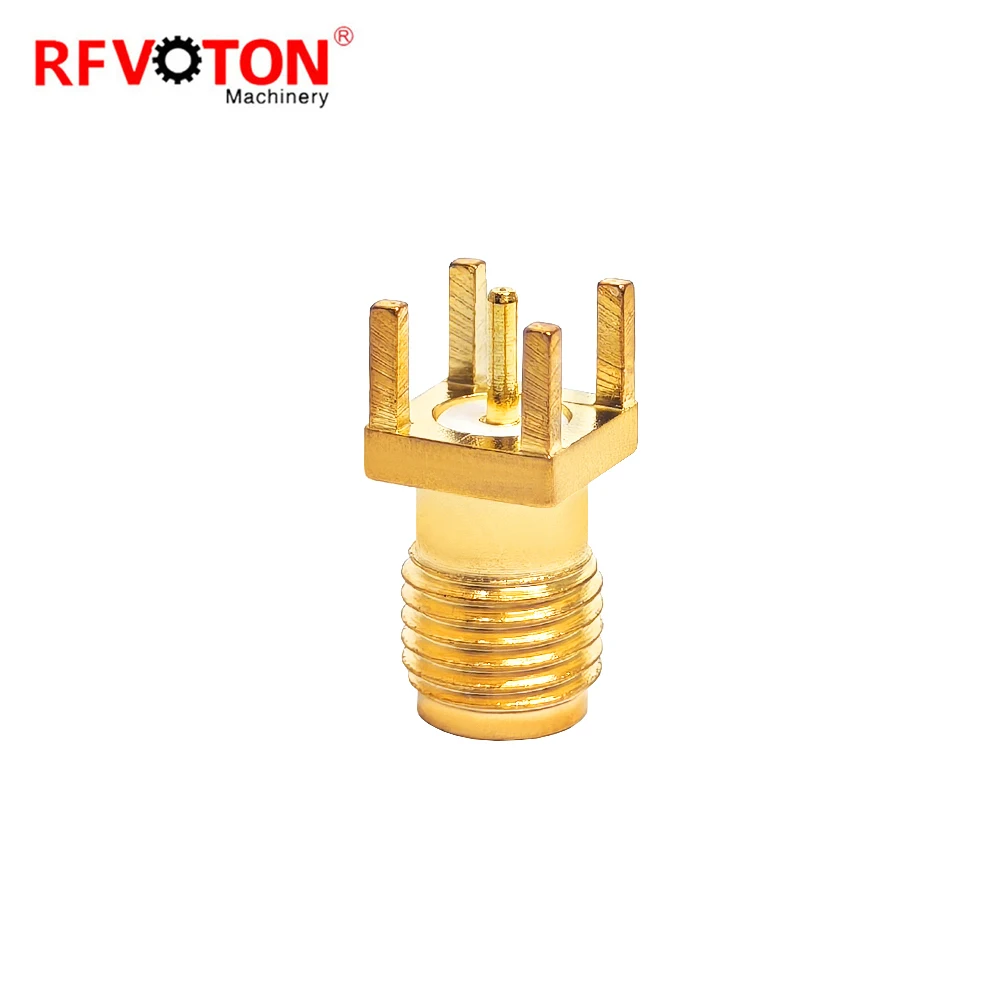Factory Price End Launch Gold Plated Sma Female Jack Hembra Pcb  Edge Mount Rf Coaxial Coax SMA Copper Connector Brass SMA