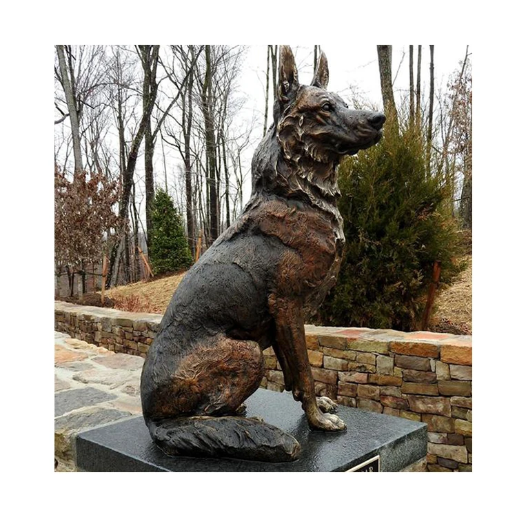 Custom Made Life Size German Shepherd Garden Statue Bronze Dog