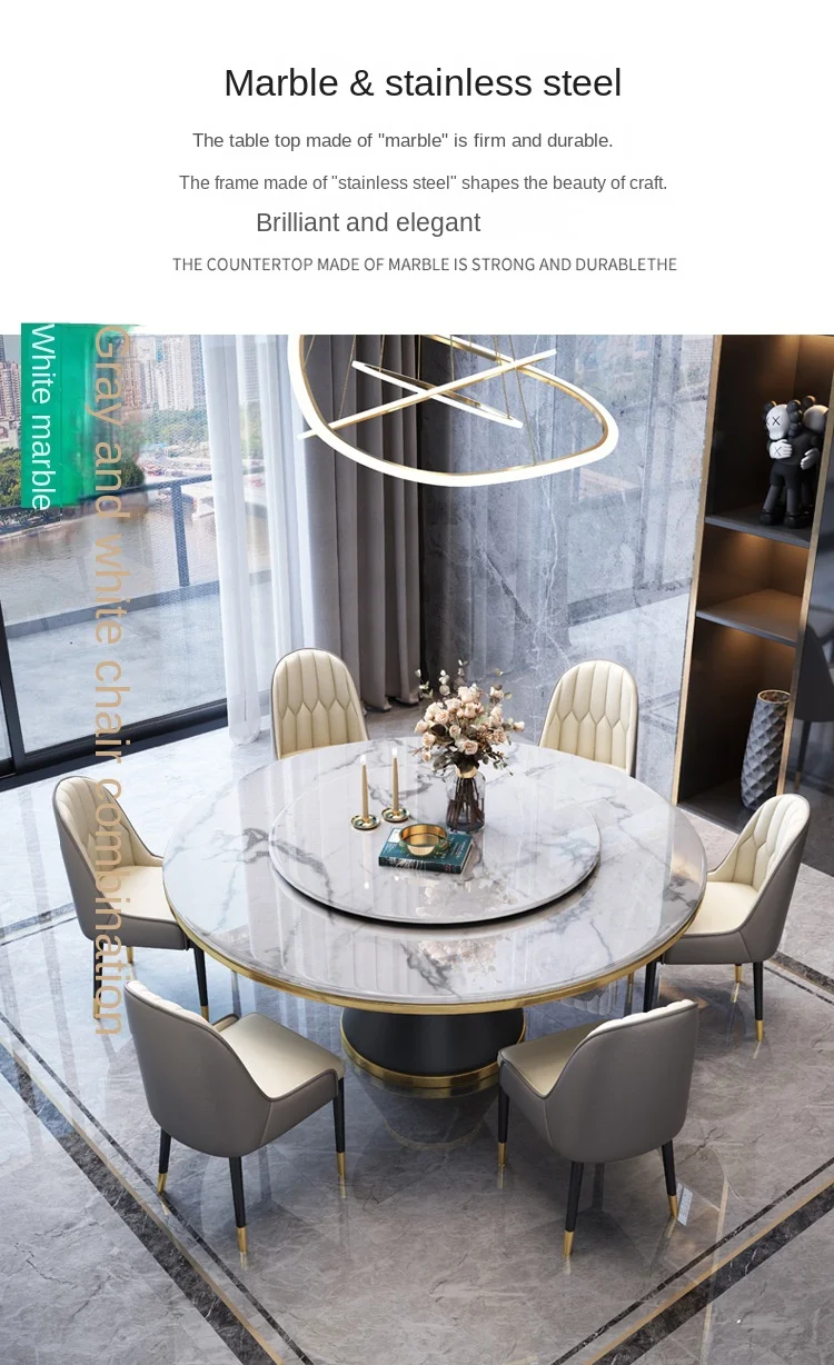 Round Marble Luxury Dinning Table Set Dining Room Furniture Dining
