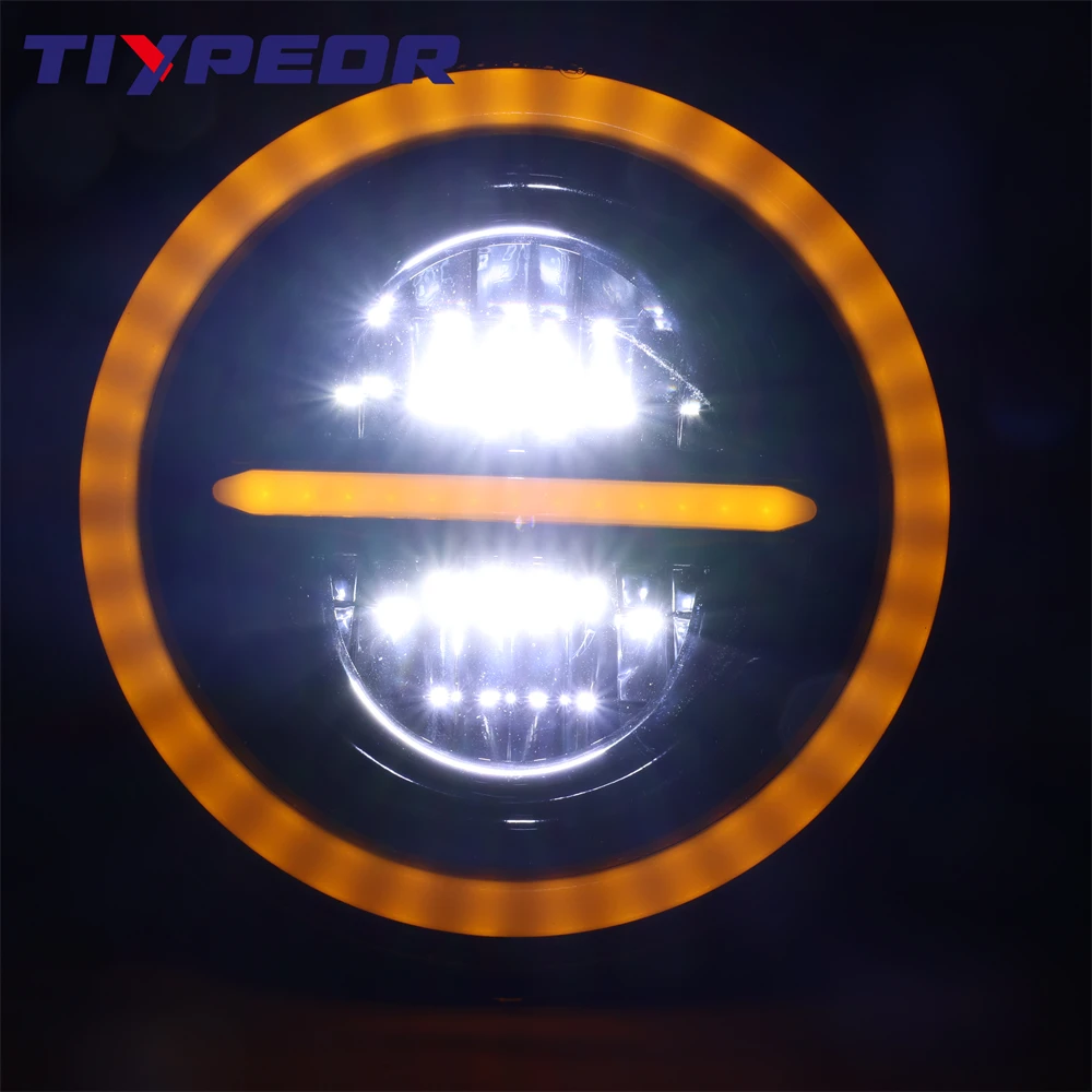 product tiypeor motorcycle 7 led headlight running headlamp light for harley sportsters xl xg 883 dyna softail touring street glide-11