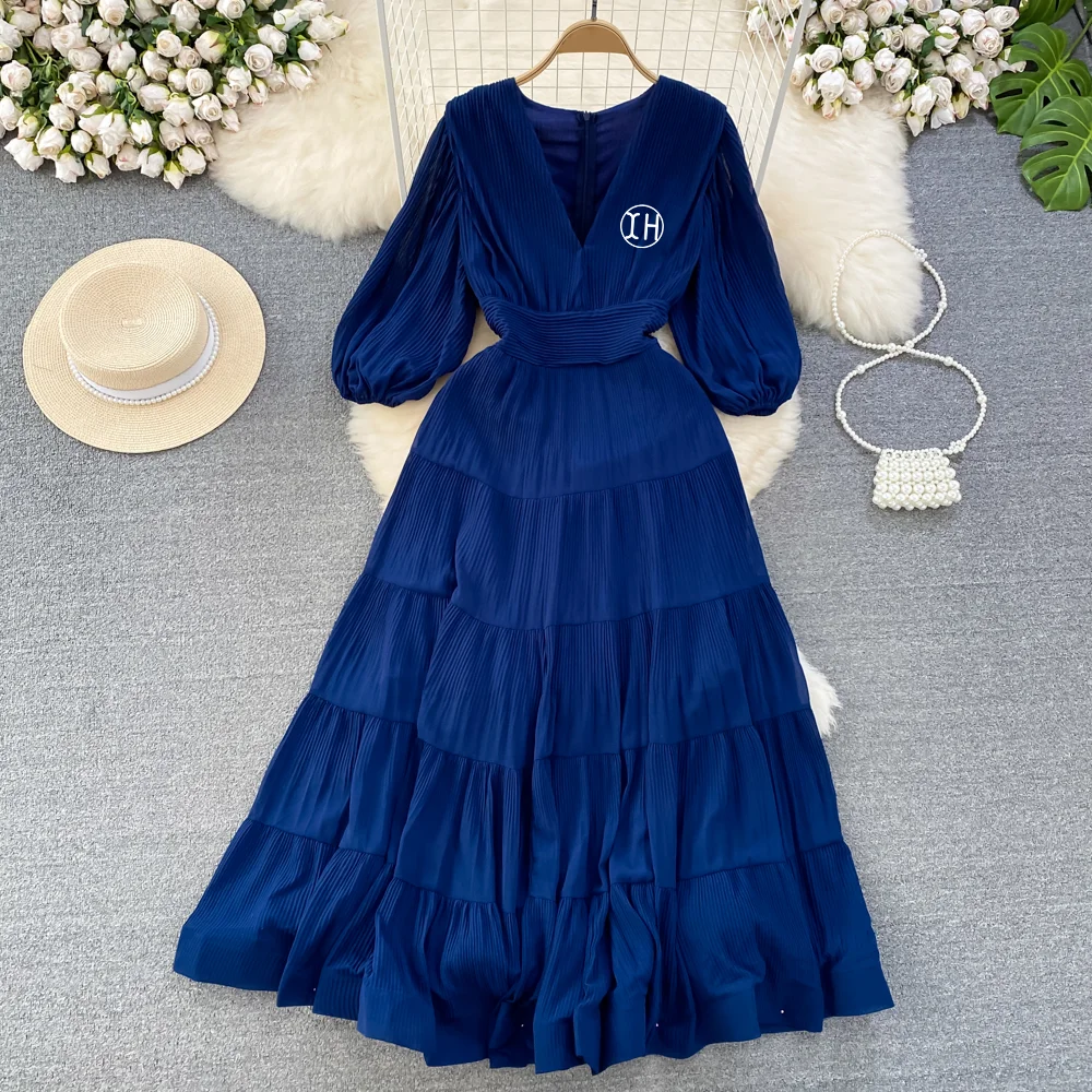 chiffon casual sleeve long dress V-neck Half-sleeve Empire Simple Chiffon Casual Wedding Dress WD711 US6 / Custom Color