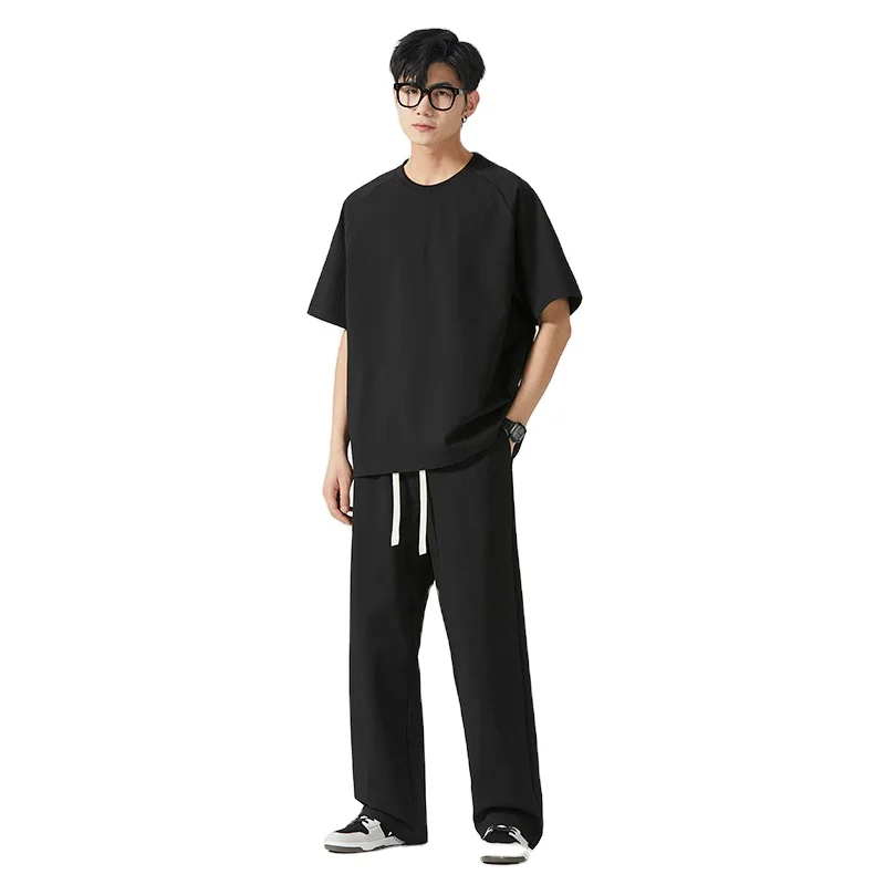 Summer Men's Sets Fashion Korean Tracksuit Men Short Sleeve T