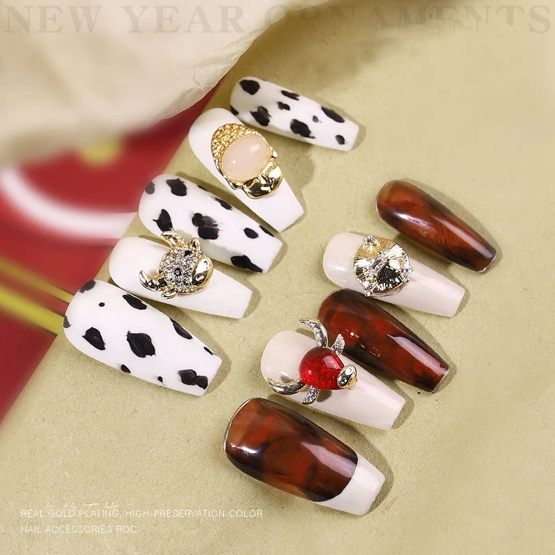 Jsm 3d Nail Art Year Of The Ox Jewelry New Year Zircon Red Lucky Cat  Rhinestone Nail Decoration - Buy Manicure Decoration Ornaments,Manicure  Accessories With Cattle,Animal Accessories Product on 