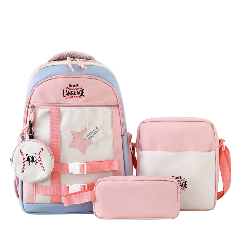 New Fashion Nylon Schoolbag Large Capacity High Appearance Level Portable Three-piece Backpack Daily Commuting Bag SG-3414