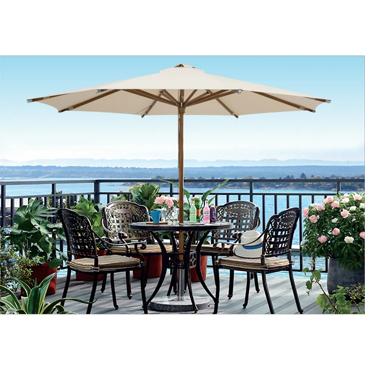 Commercial Luxury Outdoor Patio Garden Umbrella Wooden Parasol for Restaurant