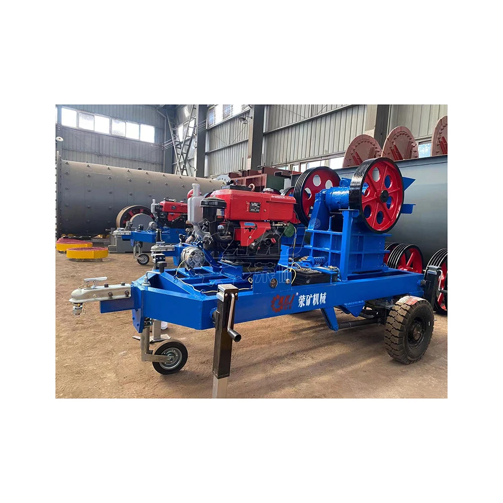 Маленькая портативная камнедробилка, дизельный двигатель, передвижная дробилка для камней, машина для углеродистой стали Pe250x400 для двигателя