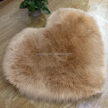 heart white sheepskin faux fur area rug