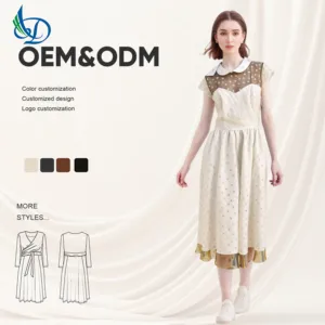 Women's Breathable Asymmetrical Low Cut Dress Solid Color Long Cloth with Ruffles Casual Style Lapel Summer Size