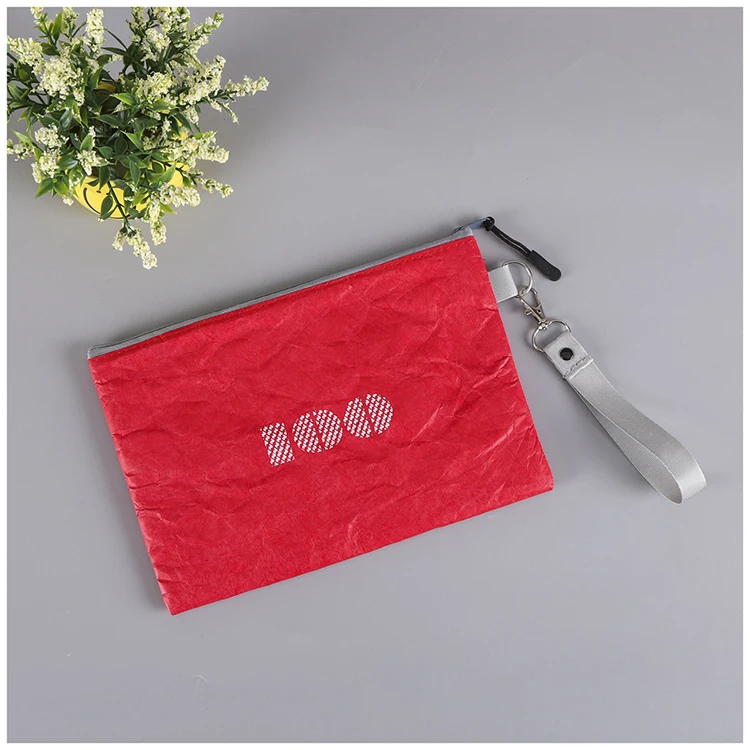 Custom logo Washable Small Pouch Tyvek Coin Purses Makeup Bag with Zipper
