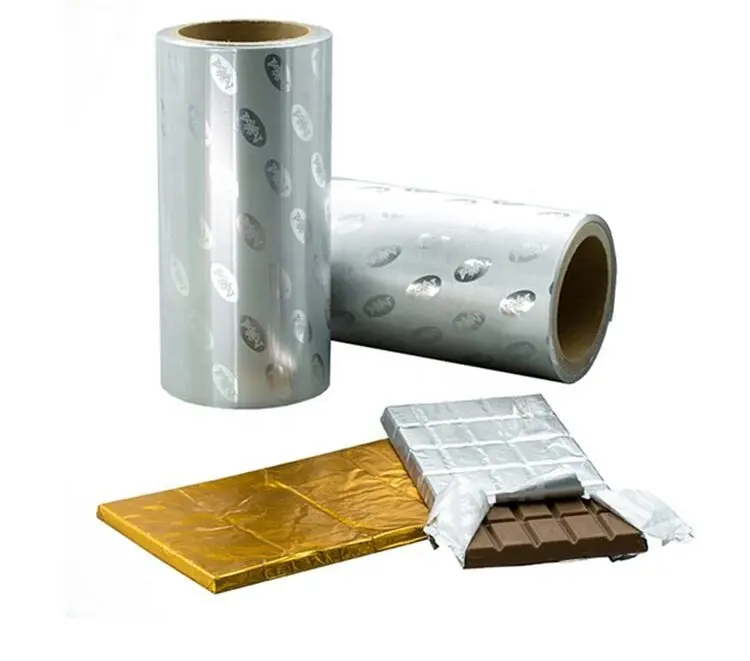 12mic Custom Printed Silver Golden Color One Side Heat Seal Coating Chocolate bar Packing Aluminum Foil Wrappers