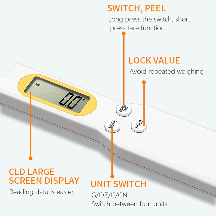 0.1g Spoon Weighing Scale, Baby Food Supplement Electronic Scale, 300g Food Weighing Balance