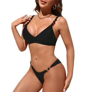 Extreme Solid Color Custom Bikini Swimsuit for Women New Sublimation Digital Printing Cover up with Cheeky Bottom Style