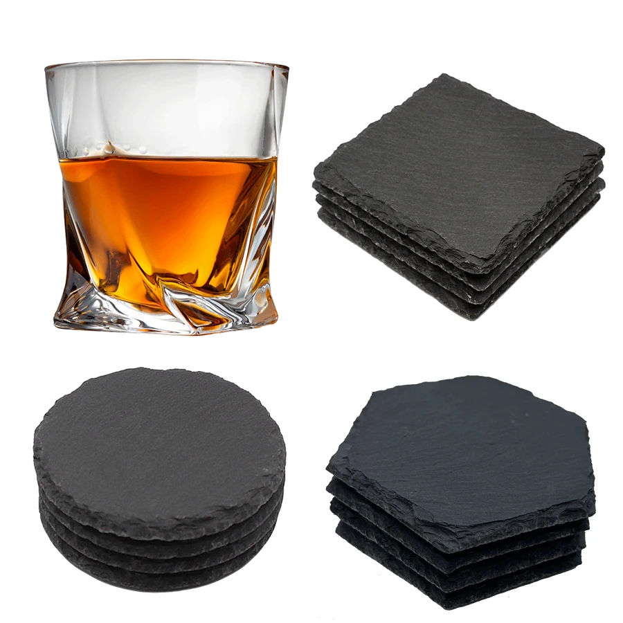 Classic Black Slate Stone Coasters Bulk Slate Stone Cup Coaster For