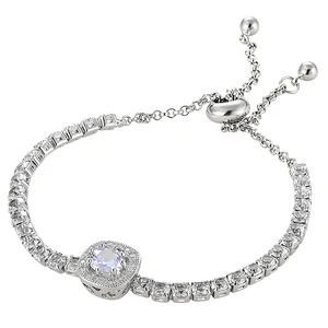 2026 Hot Sale Women's Copper Bling Tennis Bracelet Full Zircon Micro-Inlaid Birthstone Quality Fashion Chain Link