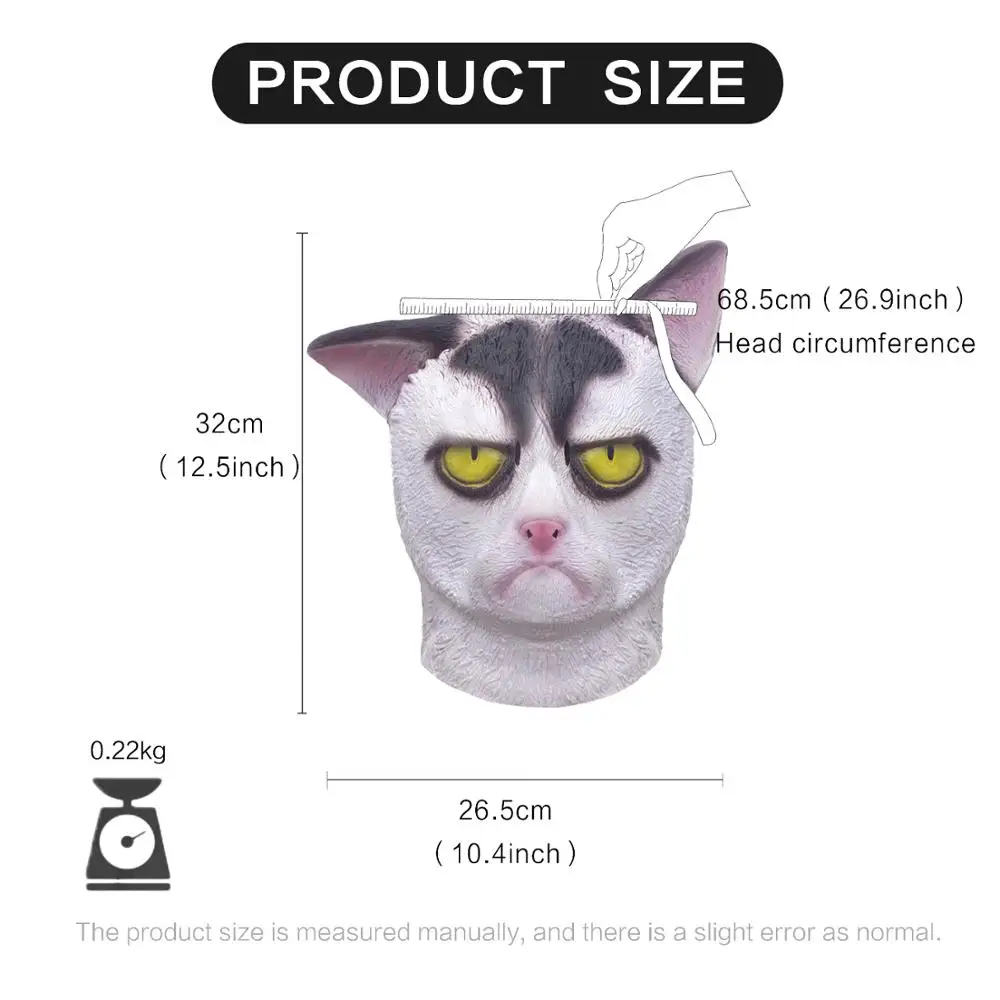 Molezu Halloween Full Head Latex Cat Mask Unhappy Animal Cosplay Prop  Christmas Party Masquerade Masks| Alibaba.com